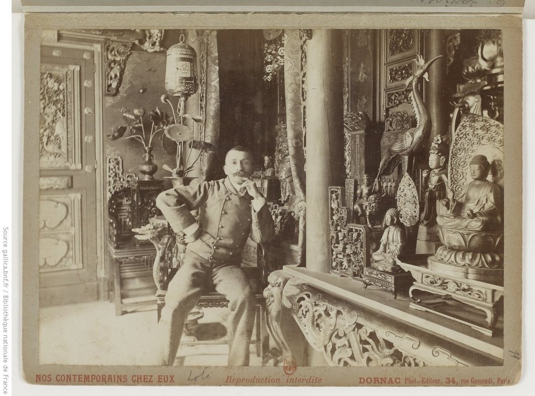 Photograph of Loti in a pagoda 