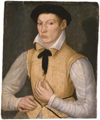 Figure. 5. Anonyme actif en Languedoc ou en Auvergne, Portrait présumé de Benoît de Chardon, vers 1560. Huile sur bois, 26 x 21 cm. Collection particulière.