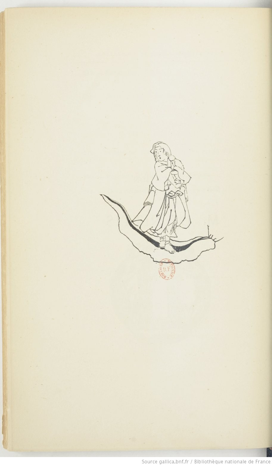 Illustration à la plume représentant une femme sur une limace