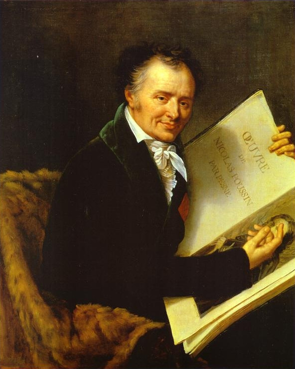 Portrait of Denon holding a book about Nicolas Poussin