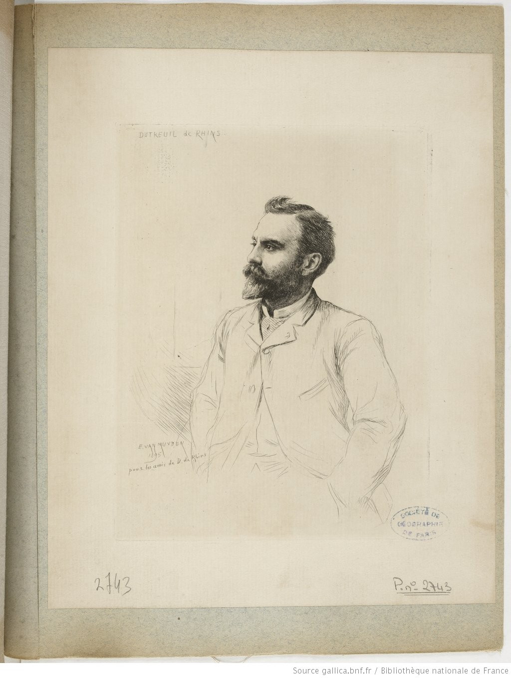 Portrait dessiné de Dutreuil de Rhins