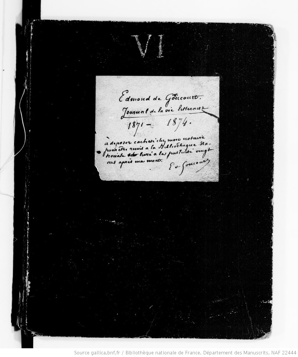 Front cover of the manuscript of the Goncourt's journal.