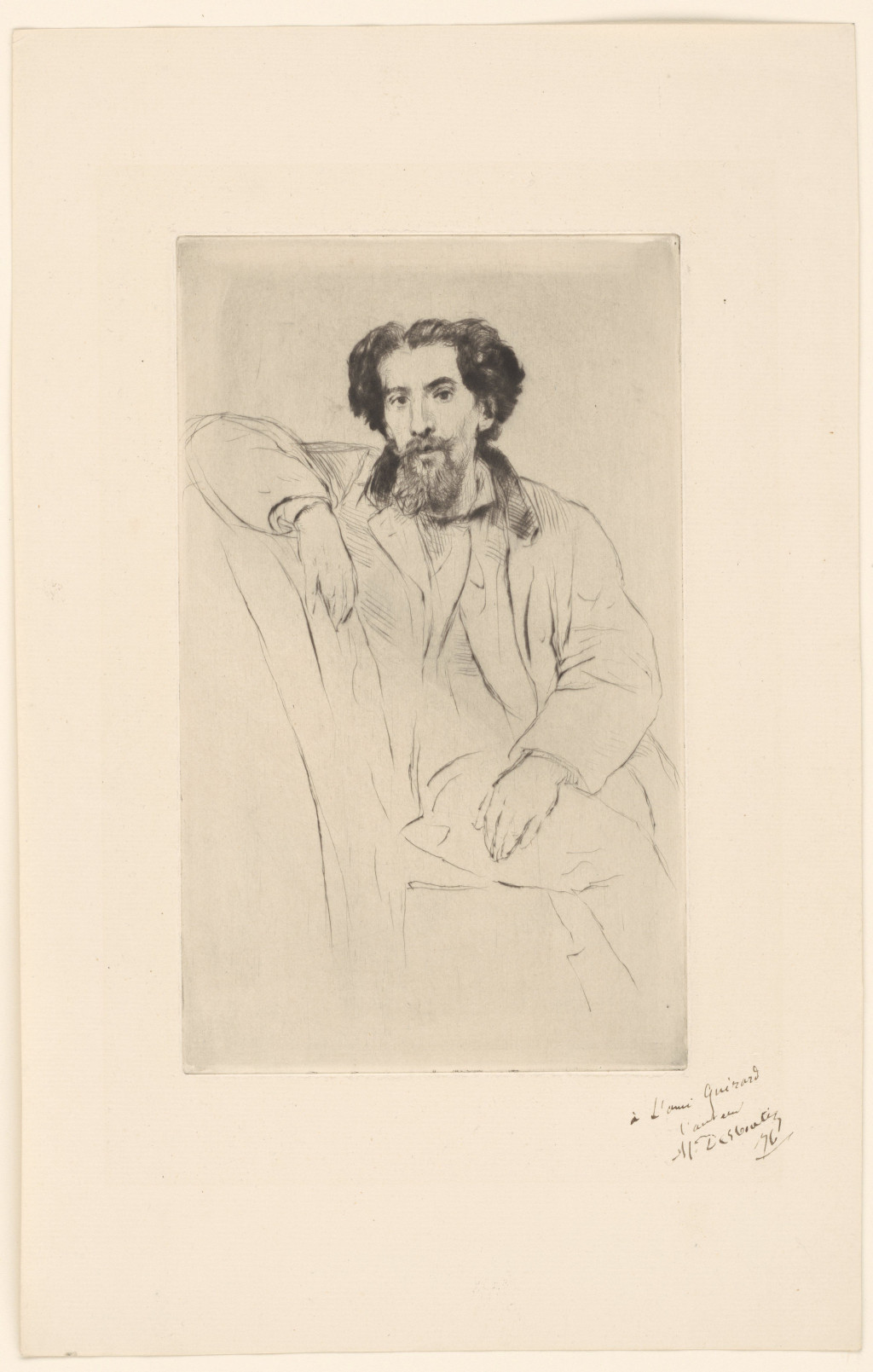 Drawn portrait of Henri Guérard
