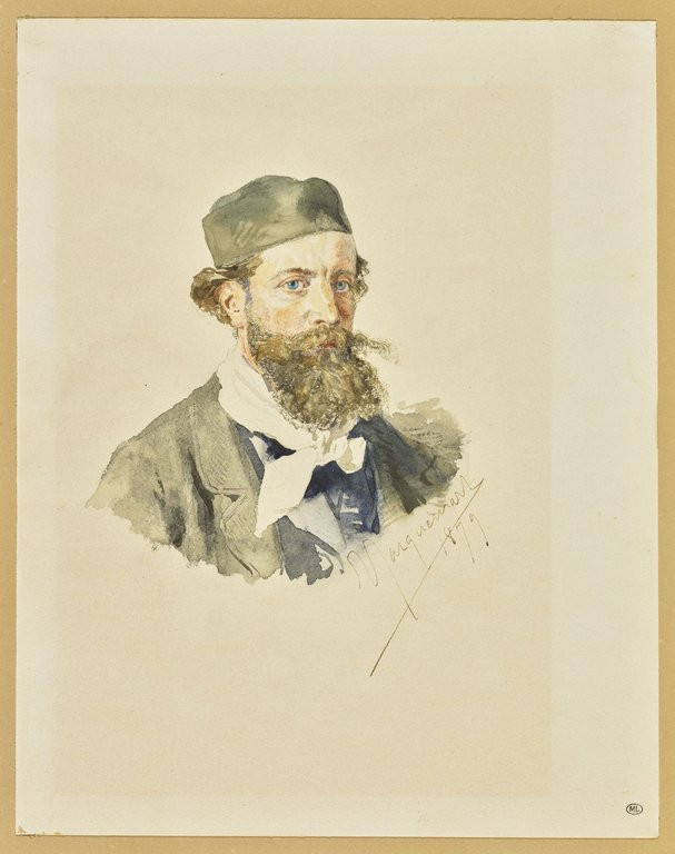 Portrait en buste à l'aquarelle de Jules Jacquemart