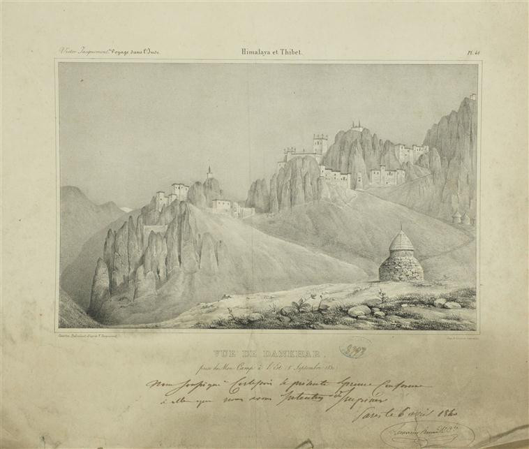 Illustration de livre gravée représentant une chaine de montagnes