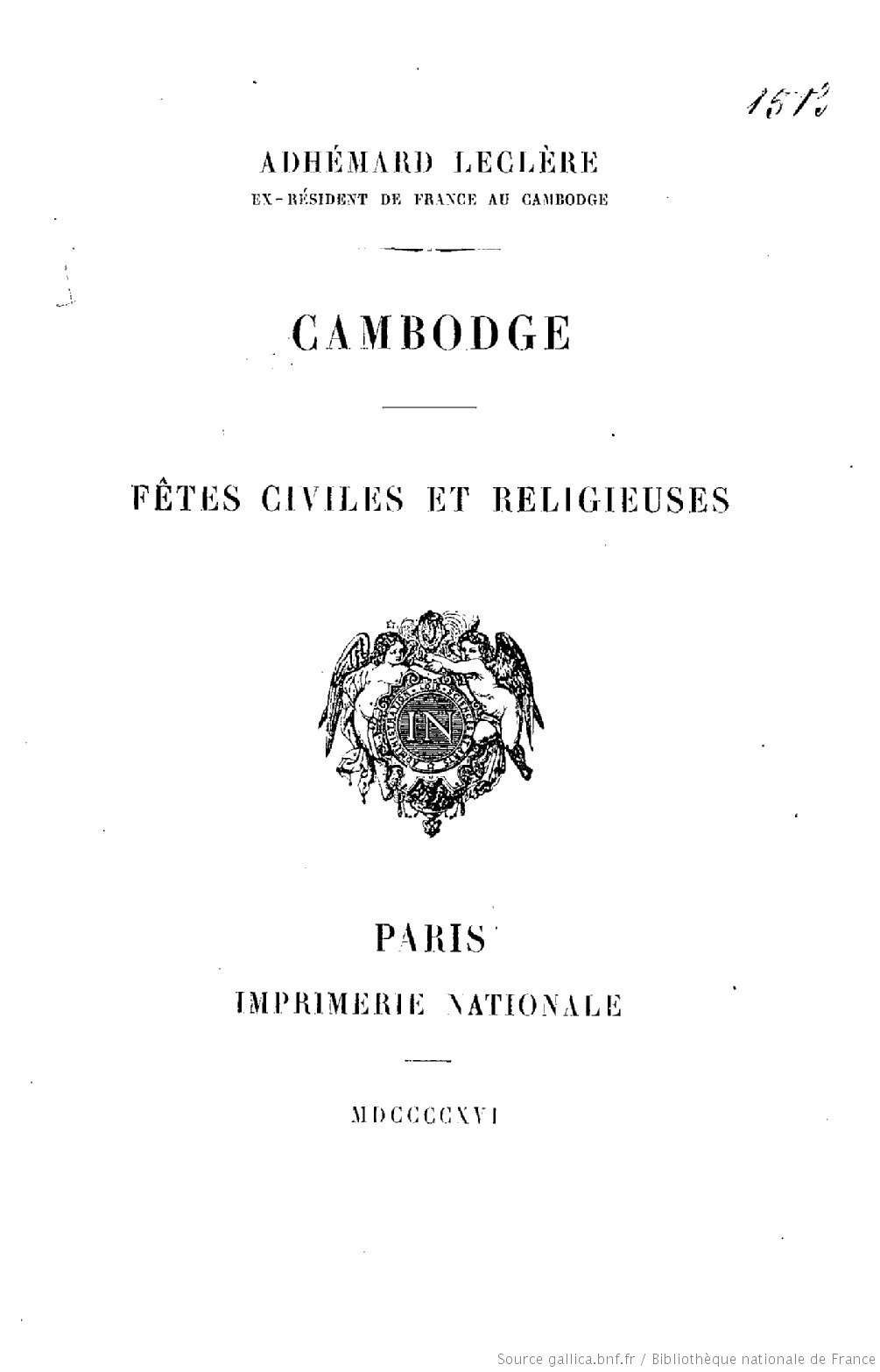 First page of a book about Cambodia