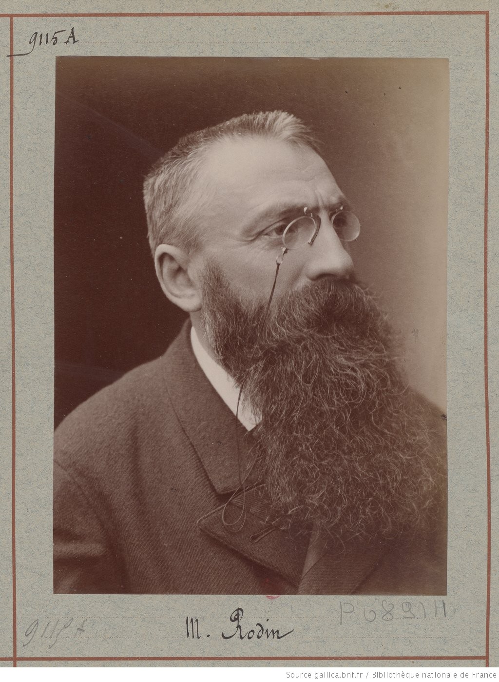 Portrait en noir et blanc de Rodin format carte de visite