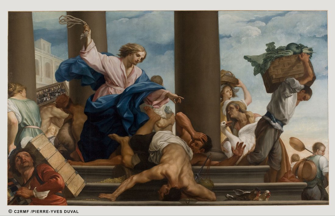 Figure 7 : Attribué à Marco Benefial, Christ chassant les marchands du Temple, Amiens, musée de Picardie. © C2RMF/Pierre-Yves Duval