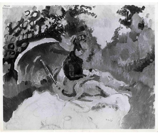 Raoul Dufy, Femme à l'ombrelle ou Après le déjeuner. Source : MEAE, 209SUP/966.