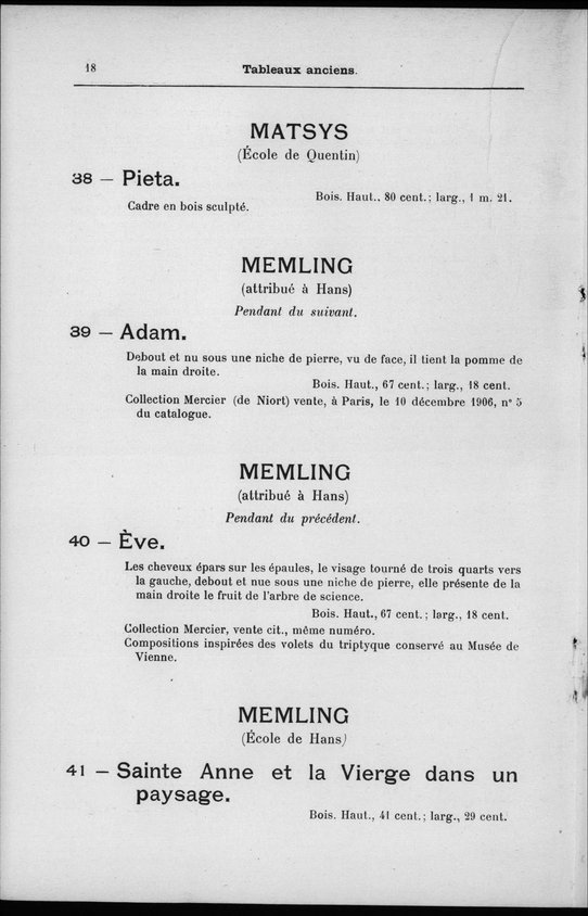 Catalogue de la vente Pelletier du 3 décembre 1930, p. 21. Source : Wildenstein Plattner Institute.