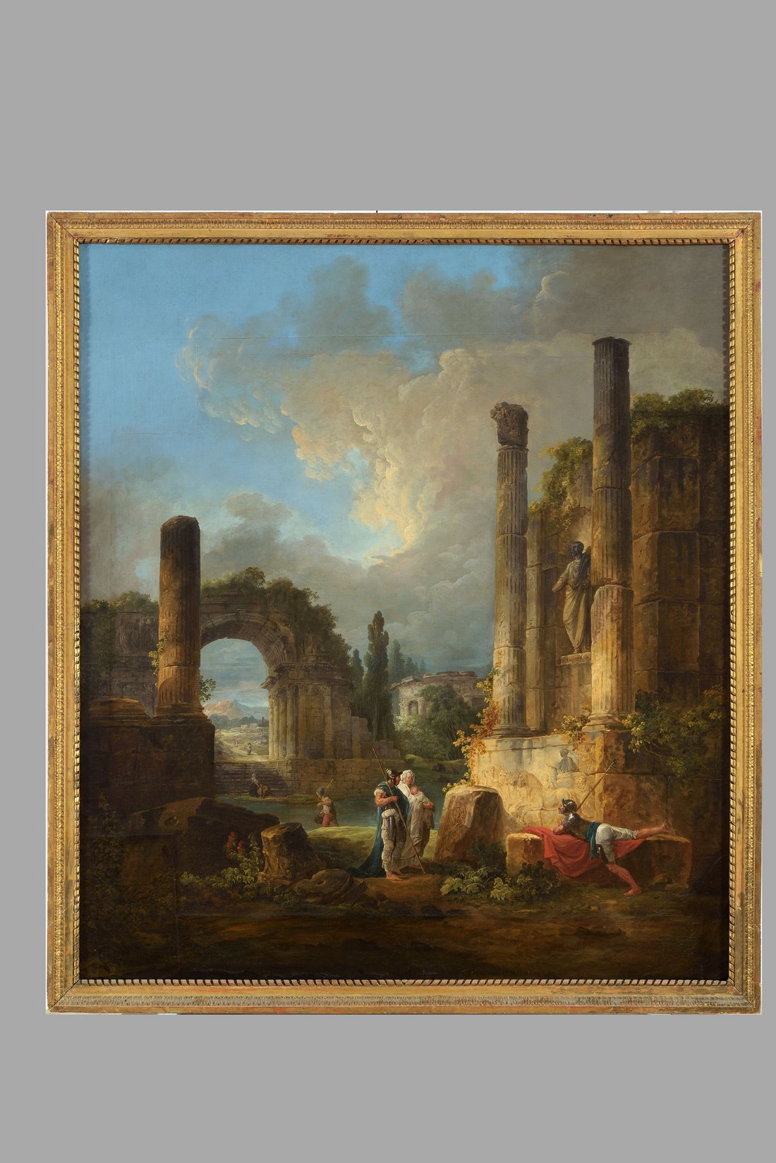 Hubert Robert, Ruines d'un temple, huile sur toile, 1,54 x 1,38 m, MNR 112. Source : Base POP.