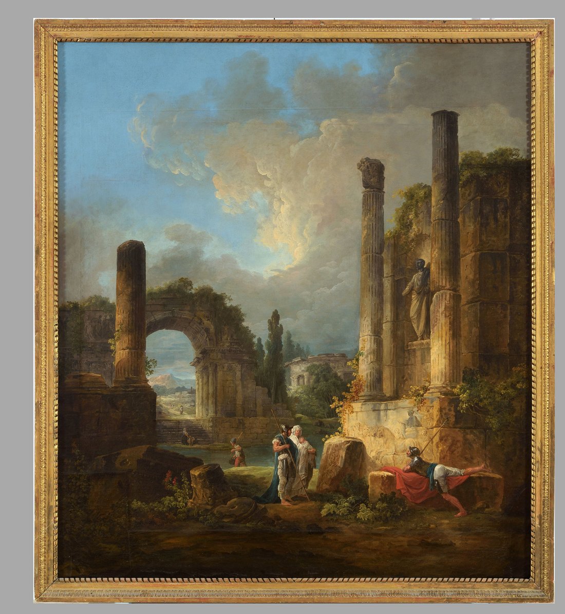 Hubert Robert, Ruines d'un temple, huile sur toile, 1,54 x 1,38 m, MNR 112. Source : Base POP.