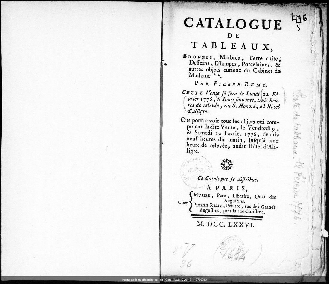 First page of a catalogue