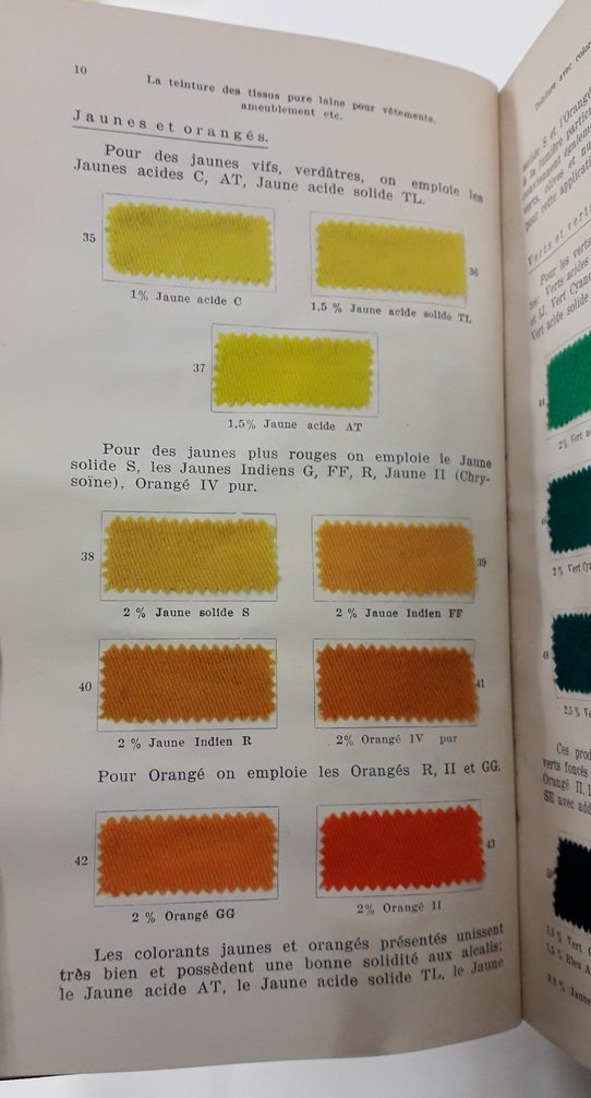 Manuel du Teinturier-Dégraisseur, Manufacture Lyonnaise de Matières Colorantes, Lyon. Bibliothèque municipale Part-Dieu de Lyon, TL 51136, p. 10.