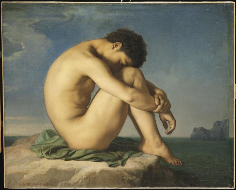 Hippolyte Flandrin, Jeune homme nu assis au bord de la mer - Étude, huile sur toile, Paris, Musée du Louvre. © RMN-Grand Palais (musée du Louvre) / Michel Urtado