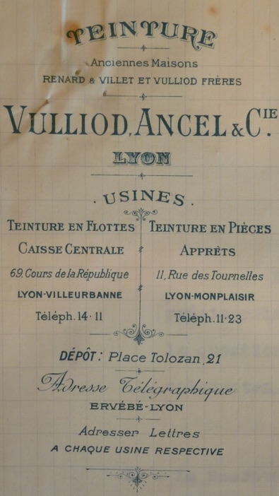 En-tête de l’entreprise « Vulliod, Ancel & Cie », Lyon ; Paris, Archives nationales, F/12